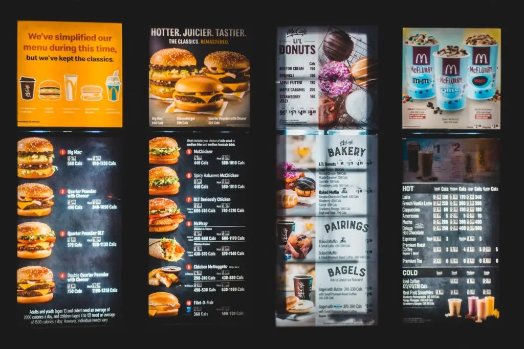 black and white menu list
